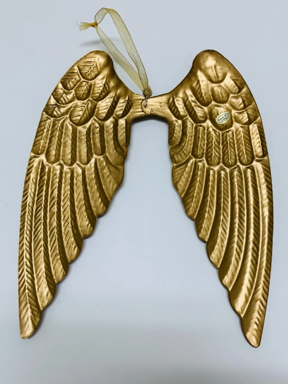 8.5” Gold Metallic Tin Angel Wings Hanging Ornament Wall Decor